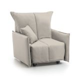 Poltrona in poliestere sfoderabile con braccioli beige - Atlantis