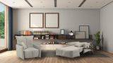 Poltrona in poliestere sfoderabile con braccioli beige - Atlantis