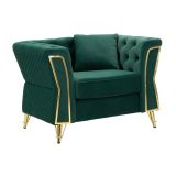 Poltrona in tessuto con braccioli verde e oro - Gabbiano