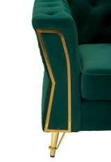 Poltrona in tessuto con braccioli verde e oro - Gabbiano