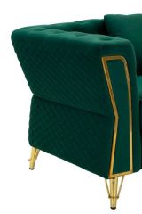 Poltrona in tessuto con braccioli verde e oro - Gabbiano