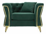Poltrona in tessuto con braccioli verde e oro - Gabbiano