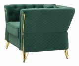 Poltrona in tessuto con braccioli verde e oro - Gabbiano