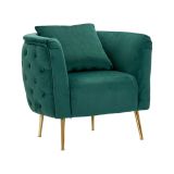 Poltrona in tessuto con braccioli verde - Prampolini