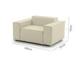 Poltrona in tessuto e legno con braccioli beige - Rodonite