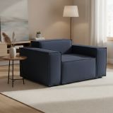 Poltrona in tessuto e legno con braccioli blu - Rodonite