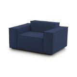 Poltrona in tessuto e legno con braccioli blu - Rodonite
