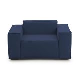 Poltrona in tessuto e legno con braccioli blu - Rodonite