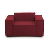 Poltrona in tessuto e legno con braccioli rossa - Rodonite