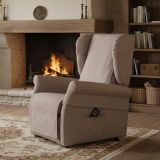 Poltrona in tessuto sfoderabile con braccioli beige - Dromanzin