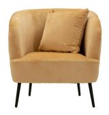 Poltrona Madeira, Seduta imbottita, Divano singolo da salotto, Sedia con braccioli, 73x66 h78 cm, Marrone e Nero
