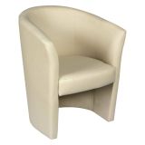 Poltrona moderna in ecopelle con braccioli beige - Ago