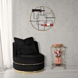 Poltrona Nero oro con Cuscini Materiale Struttura in Legno Nobilitato 84x84x72h cm, Materiale Struttura in Tessuto - Palang