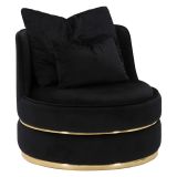 Poltrona Nero oro con Cuscini Materiale Struttura in Legno Nobilitato 84x84x72h cm, Materiale Struttura in Tessuto - Palang