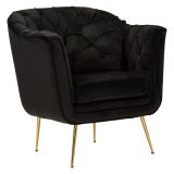 Poltrona Nero oro con Cuscino Braccioli 88x83x91h cm, Colore Struttura oro - Turtuk