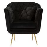 Poltrona Nero oro con Cuscino Braccioli 88x83x91h cm, Colore Struttura oro - Turtuk