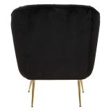 Poltrona Nero oro con Cuscino Braccioli 88x83x91h cm, Colore Struttura oro - Turtuk