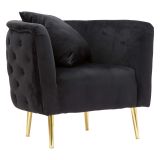 Poltrona Nero oro Rivestimento in Velluto Braccioli 76x74x71h cm, Materiale Struttura in Metallo - StIves