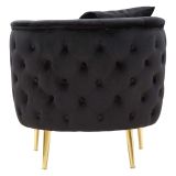 Poltrona Nero oro Rivestimento in Velluto Braccioli 76x74x71h cm, Materiale Struttura in Metallo - StIves