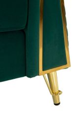 Poltrona Putumayo, Seduta imbottita, Divano singolo da salotto, Sedia con braccioli, 104x83 h76 cm, Verde e Oro