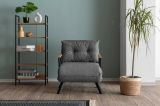 Poltrona Quaoar, Seduta imbottita, Divano singolo da salotto, Sedia con braccioli, 60x50 h41 cm, Grigio chiaro