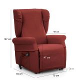 Poltrona Rosso Bordeaux Sfoderabile Reclinabile 75x84x107h cm, Braccioli Made in Italy - Treia