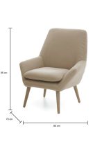 Poltrona scandi in tessuto con braccioli beige - Anido