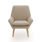 Poltrona scandi in tessuto con braccioli beige - Anido