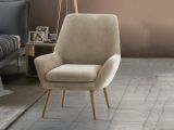 Poltrona scandi in tessuto con braccioli beige - Anido