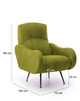 Poltrona Verde Braccioli Peso Supportato 90 kg 70x100x98h cm, Materiale Struttura in Legno Made in Italy - Lasnigo