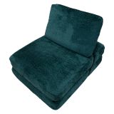 Poltrona Verde Petrolio Trasformabile in Letto, Rivestimento in Tessuto Bouclè Reclinabile 31x31x97h cm, Materiale Struttura in Tessuto - Abyane