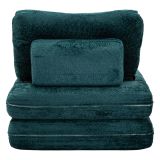 Poltrona Verde Petrolio Trasformabile in Letto, Rivestimento in Tessuto Bouclè Reclinabile 31x31x97h cm, Materiale Struttura in Tessuto - Abyane