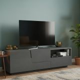 Porta TV antracite 150x44x46h cm 2 ante e 1 cassetto - Cecia