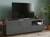 Porta TV antracite 150x44x46h cm 2 ante e 1 cassetto - Cecia