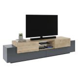 Porta TV antracite e acero 220x40x51h cm 4 ante - Amato