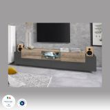 Porta TV antracite e acero 220x40x51h cm 4 ante - Amato
