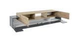 Porta TV antracite e acero 220x40x51h cm 4 ante - Amato