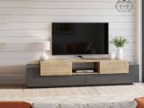 Porta TV antracite e acero 220x40x51h cm 4 ante - Amato