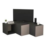 Porta TV antracite e beige 90x92x32h cm 2 ante e 2 cassetti - Fiorenza