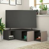 Porta TV antracite e beige 90x92x32h cm 2 ante e 2 cassetti - Fiorenza