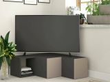 Porta TV antracite e beige 90x92x32h cm 2 ante e 2 cassetti - Fiorenza