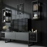 Porta TV antracite e nero 180x30x48h cm modulabile - Axa