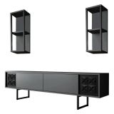 Porta TV antracite e nero 180x30x48h cm modulabile - Axa