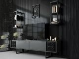 Porta TV antracite e nero 180x30x48h cm modulabile - Axa