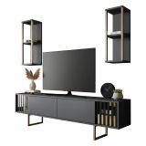Porta TV antracite e oro 180x30x48h cm modulabile - Artinay