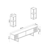 Porta TV antracite e oro 180x30x48h cm modulabile - Artinay