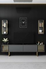 Porta TV antracite e oro 180x30x48h cm modulabile - Artinay