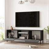 Porta TV argento e nero 140x35x46h cm 3 ante - Khagan