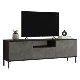 Porta TV argento e nero 140x35x46h cm 3 ante - Khagan