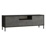 Porta TV argento e nero 140x35x46h cm 3 ante - Khagan